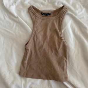 Zara Tan Cropped Tank